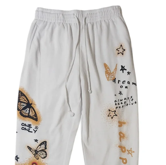 Disney Mickey Mouse Happiness Star Fleece Sweatpants sz M white - Picture 4 of 11